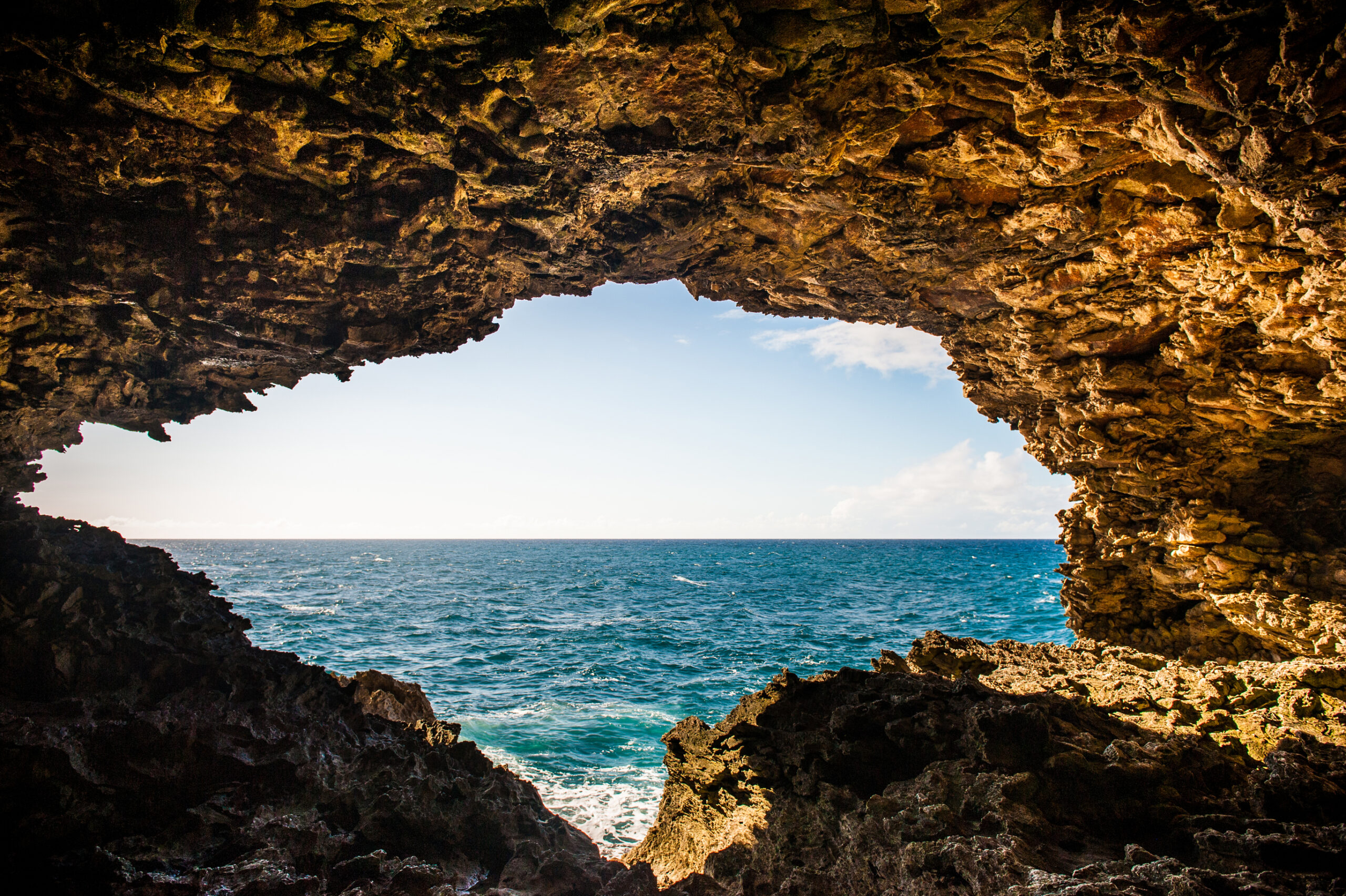 Cave in Barbados, Caribbean island. Animal Flower Cave in Barbados. 