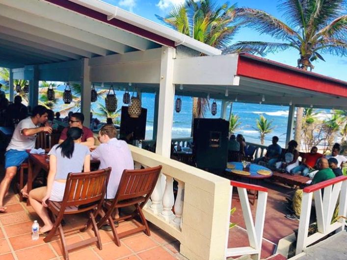 Round House restaurant patio with sea view.