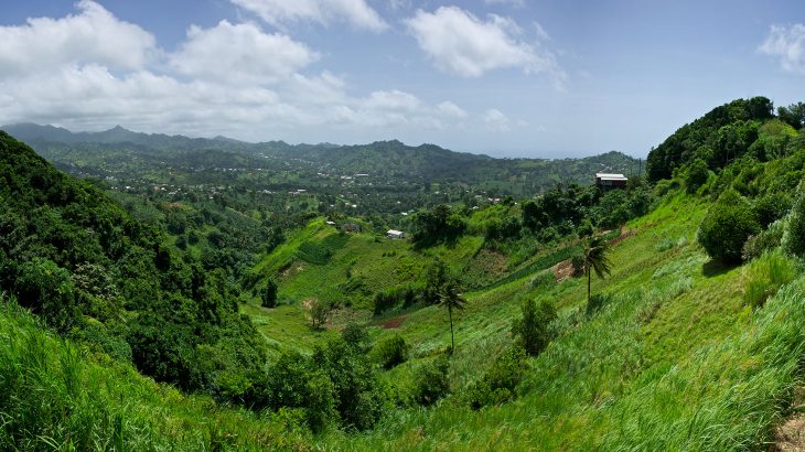 Green mountain valley in St. Vincent