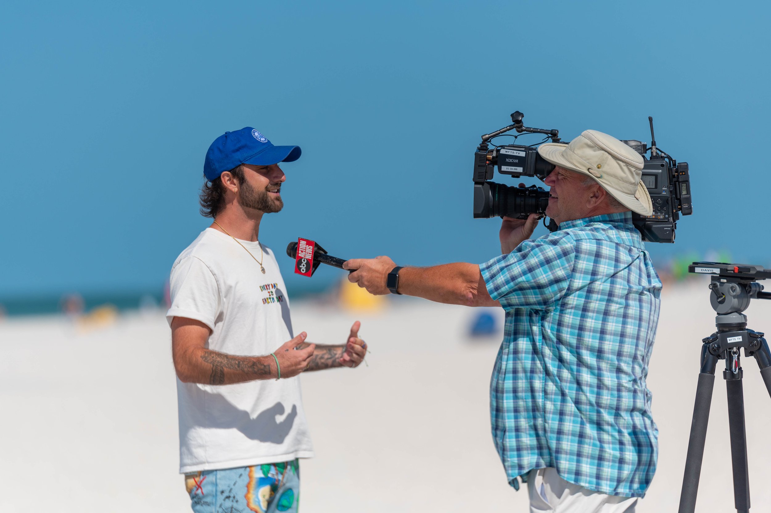 Caulin Donaldson interviewing on beach