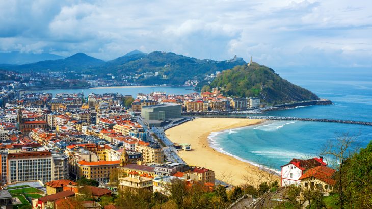 San Sebastian - Donostia city, Basque country, Spain, view of the Zurriola beach