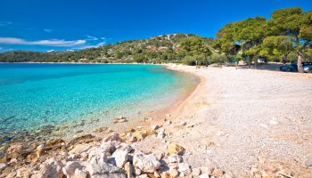 Island of Murter turquoise lagoon beach Slanica, Dalmatia archipelago of Croatia