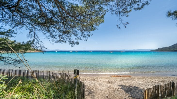 World famous beautiful Notre Dame beach (Plage Notre-Dame) on Porquerolles island (l le de Porquerolles), France