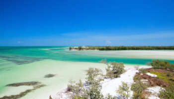 Holbox island in Mexico. Scenic view of Holbox island and ocean in Mexico