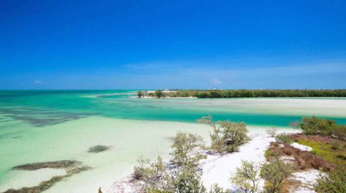 Holbox island in Mexico. Scenic view of Holbox island and ocean in Mexico