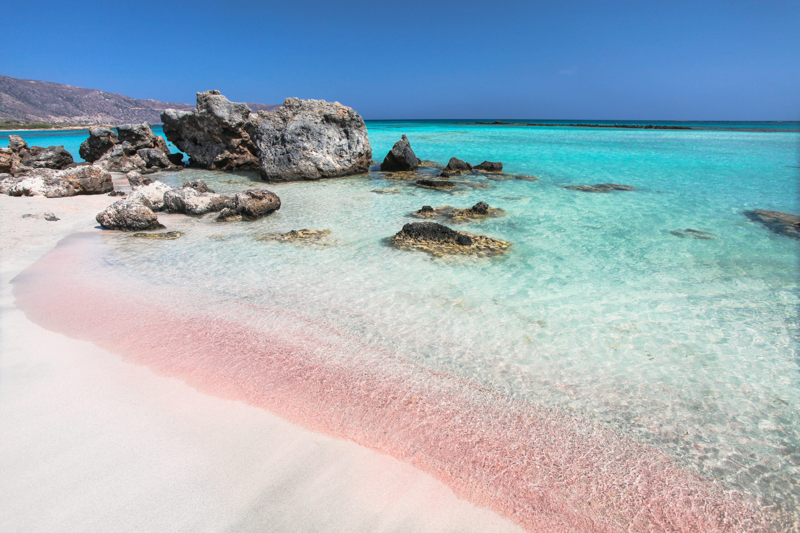 Pink sand beach of famous Elafonisi (or Elafonissi)